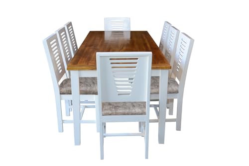 Image of Dining Table 8 Seater with 8 Chair and 1 Table, Sheesham Wood Dining Chairs Set of 8, Wooden Dining Set 8 Seater for Hotel Kitchen Restaurant 8 Seater Dining Table Set