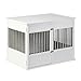 New Age Pet ECOFLEX Horizon Dog Crate & End Table, Modern Slatted Indoor Dog Kennel for Medium, Large & XL Dogs, Durable Composite, Antique White, Large