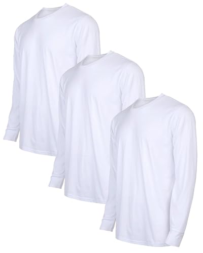 Men's Long Sleeve T-Shirt, Classic Crew Neck Tee 3-Pack (S-2XL)
