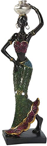 African Figure Sculpture Women Figure Girls Tribal Lady Figurine Statue Collectible Art Decorative Home Crafts Ornaments - Silver #TOP1