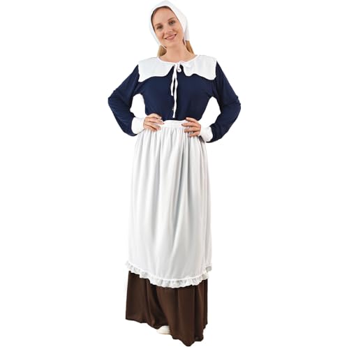 EraSpooky EraSooky Costume de Pèlerine pour Femmes Tenue Adulte Puritaine pour le Jour de Thanksgiving Size L