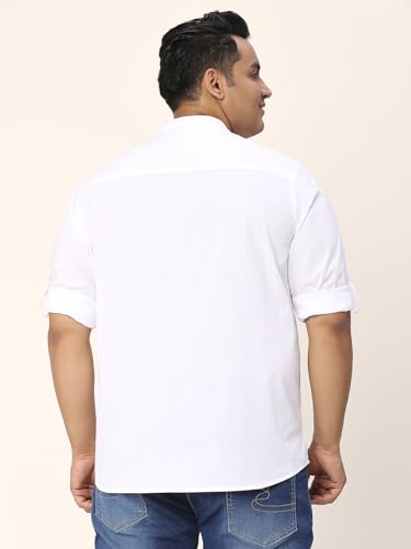 Image of Thomas Scott Mens | Full Sleeve | Solid Plain Color | Regular Fit | Plus Size | 100% Cotton | Mandarin Collar | Casual | Shirt