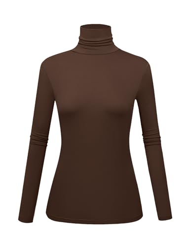 Image of Women's Long Sleeve Turtleneck Shirts Slim Fitted Lightweight Base Layer Casual Tops