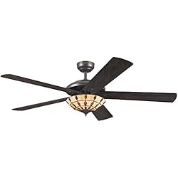 Ventilador Tiffany Westinghouse Lighting Comet Tiffany Ventilador de Techo E14, 60 W, Espresso