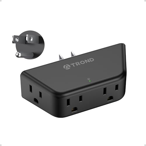 TROND Multi Plug Outlet Extender - Surge Protector Outlet Splitter with 4 Grounded Sockets Angled Wall Plug Adapter 900J Multiple Wall Expander for Bathroom Kitchen Travel Dorm Room Black