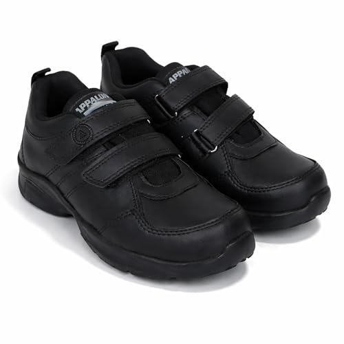 APPALON Unisex Kids Uniform School/Sports/Casual Black Shoes | Classic Velcro Strap Comfort and Durability, EVA Sole and REXIME Upper Shoes for Boys & Girls, Size Kids 13