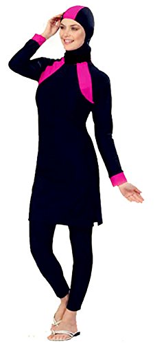 TianMai Muslim Swimwear for Women Modest Swimsuit Islamic Full Cover Beachwear Costume (Pink, Int'l 5XL)