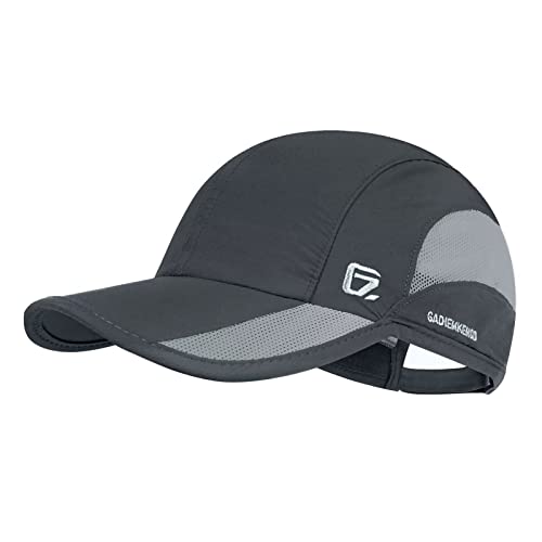 GADIEMKENSD Quick Dry Sports Hat Lightweight Breathable Soft Outdoor Running Cap (Classic UP, Deep Gray)