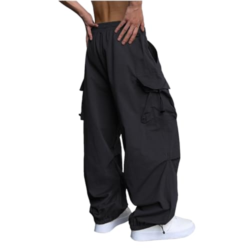 WZIKAI Men's Baggy Cargo Pants Casual Parachute Cargo Pants Loose Fit Hip Hop Harem Pants with Pockets4