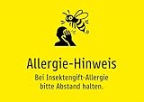 Allergie-Hinweis - Bei Insektengift-Allergie bitte Abstand halten. – Aufkleber A5: 210x148mm – Mit Grafik und Text