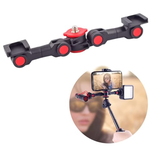 VOANZO Dual Cold Shoe Mount Bracket, DSLR Nylon Extension Bar, Flash Plate, Dual Cold Shoe Mount Bracket for Microphone and Accessories - Image 3