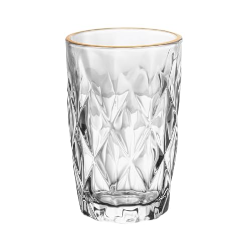 LYOR - Copo Alto com Fio de Ouro Diamond 390ml Vidro