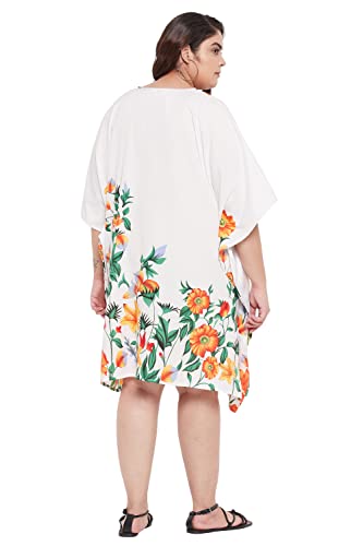 Image of Oussum Short Caftans for Women Plus Size Kaftan Tunic Tops Polyester Summer Beach Clothing Mini Cover Ups Dress for Ladies