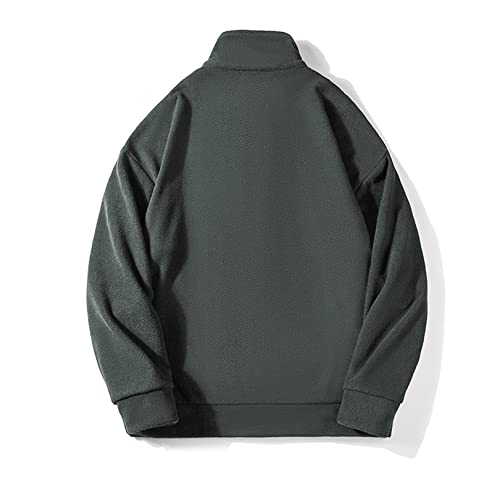 Flygo Men's Thermal Fleece Half Zip Pullover Long Sleeve Sweatshirt With Pocket Outdoor Lightweight Warm Tops(Grey-S) #TOP1