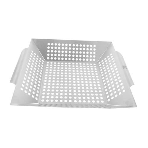 TOYANDONA Poêle à Griller Carrée INOX 20 Cm pour Barbecue Extérieur, Plat Perforé Antiadhésif Résistant la Chaleur, Accessoire Cuisson Légumes et...