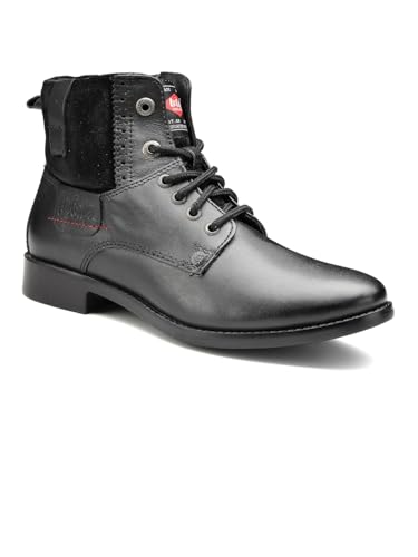 Image of Lee Cooper LC2026B1R Men's Leather High Ankle Boots | Stylish Lace-Up Design | Cushioned Insole for Comfort | Durable & Trendy for Everyday Wear