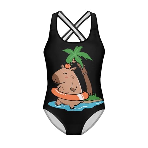 INSTANTARTS Girls One Piece Swimwear Sleeveless Crossback Swimsuits