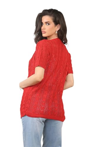 Image of Loxdonz Women's Short Sleeve Cropped Cardigan Sweaters Open Front Bolero Short Shrugs for Women