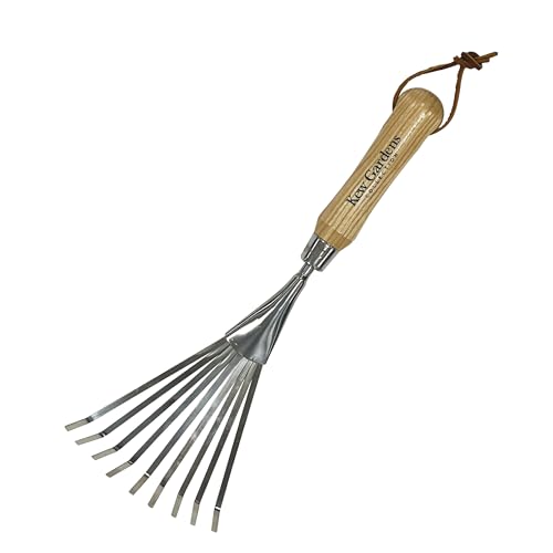 Spear & Jackson 5200KEW Kew Gardens Mini-Beetrechen Schmaler Handrechen mit Edelstahlzinken ideal für Beetränder & Blumenbeete FSC-Eschenholzgriff