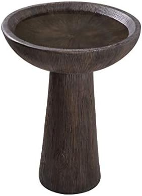 Kenroy Home 51018WDG Woodland Outdoor Bird Bath with Brown Finish, Rustic Style, 21" Height, 16.5" Width, 16.5" Depth