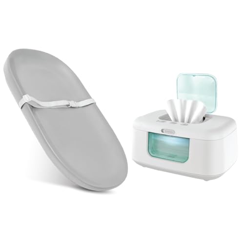 Image of Jool Baby Waterproof Changing Pad (Gray) + Wipe Warmer (Aqua)