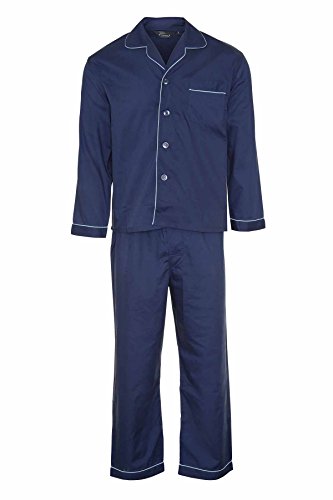 Champion Mens Cotton Blend Button Front Pyjama Lounge Wear-Navy-4X-Large 56-58