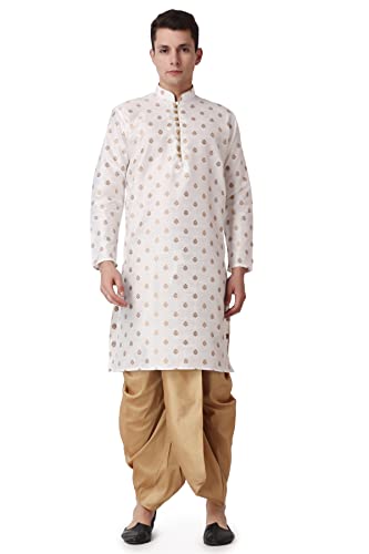 Image of Royal Kurta Men's Silk Blend Printed Kurta Dhoti Set