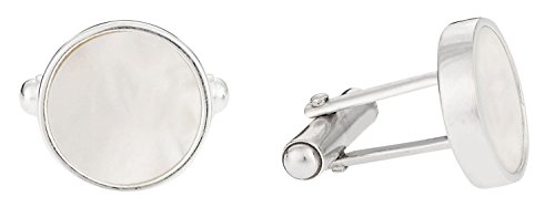 Cuff-Daddy Solid Sterling Silver Mother Of Pearl Round Cufflinks With Presentation Jewelry Box Unique Designed French Cuff Links Mens Wedding Business For Men Special Occasions Husband #TOP2