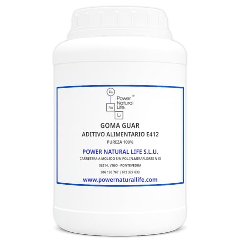 Goma Guar en Polvo | Power Natural Life | Bote 1 kg | Aditivo Alimentario E412 | Espesante y Estabilizante | Uso Alimentario, Técnico e Industrial