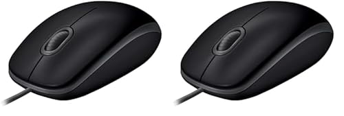 Logitech B110 Souris Filaire USB, Boutons Silencieux, Taille Standard au Design Confortable, Ambidextre, Compatible avec PC/Mac/Portable - Gris (Lot de 2)