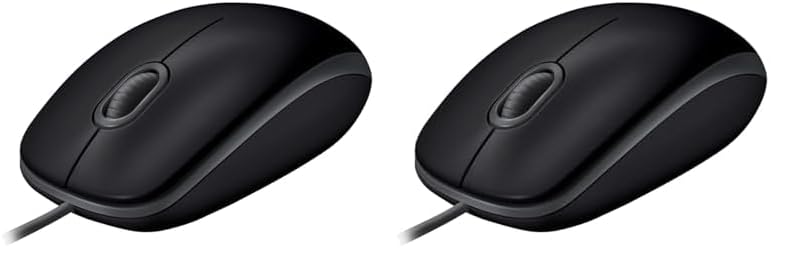 Logitech B110 Kabelgebundene USB-Maus, geräuschlose Tasten, Komfortables Design in voller Größe, beidhändig bedienbar PC/Mac/Laptop - Grau (Packung mit 2)