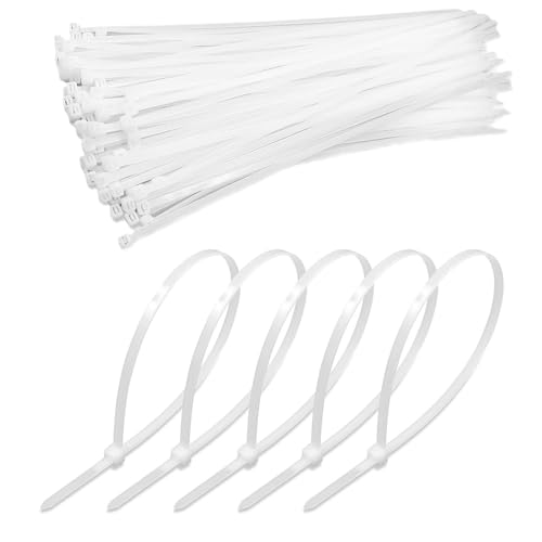 Airfish White Cable Ties, 100PCS Nylon Zip Ties, Multi-Purpose Zip Tie Wraps, Small Zip Cable Ties Clear, Plastic Strong Heavy Duty Cable Wrap for Home, Office, Workshop, Garage and Garden(10cm*2.5cm)
