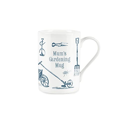 Purely Home Mums Gardening Mug - Bone China Vintage Style White Garden Coffee/Tea Present Gift
