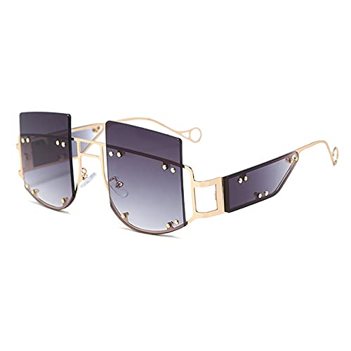 Lunettes de soleil femmes carrées et surdimensionnées avec monture élégante en métal chic