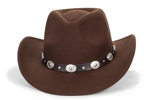 Kids Western Cowboy Hat Wide Brim with Band Wool Felt Vintage Jazz Fedora Cowgirl Hats for 3-7 Years Boys Girls2