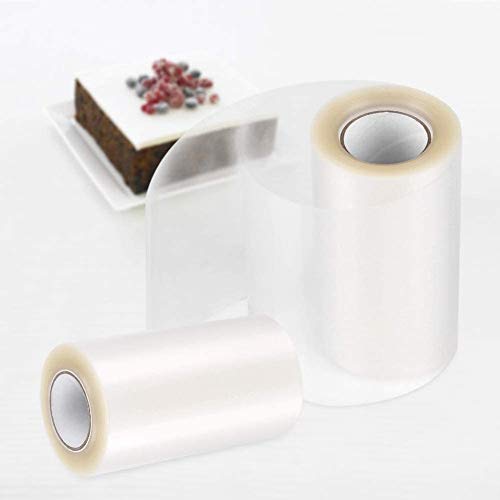 Sansheng set of 2 cake collars, transparent chocolate mousse cake decorated with vinegar sheet curling baking belt, baking edge decorated with acetate fiberboard (8cm10m and 10cm10m)