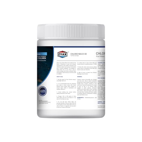 Image of ZYAX Chloro MAXX 90-1 KG Container - TCCA 90 Chlorine Granules for Pool, Spa, Fountain Water Treatment - Pool Surface Protection, Stops Algae and Bacteria Growth