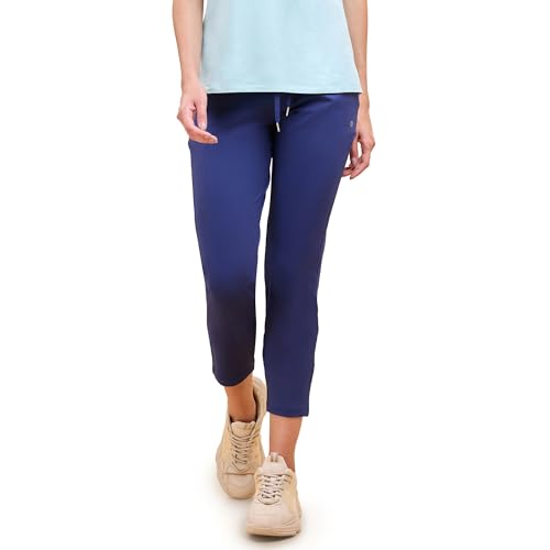 Image of Enamor Mid Rise 7 /8th Length Drawstring Closure Travel Pants for Women - Relaxed Fit, Quick Dry, Antimicrobial - E068