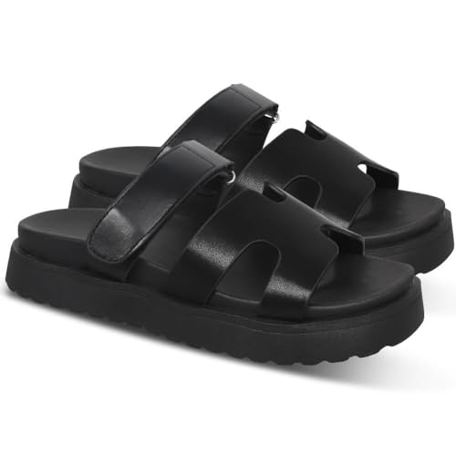 Womens Fashion Platform Sandals Comfy for Woman Slip On Thick Sole Slide Sandals Open Toe Non Slip ummer Flats Shoes Beach Sandals