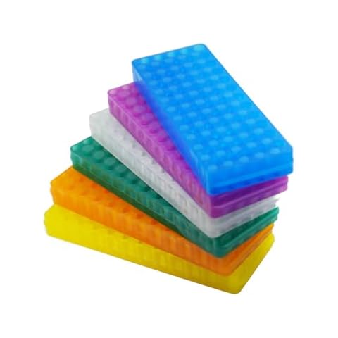 LSVERDE 6 Pcs Microcentrifuge Tube Rack for 0.5ml-2ml Centrifugal Pipe, Lab Test Tubes Rack Holder, Double-Sided 60 Holes Plate with Hole Diameter 7.5mm and 11mm (Assorted Colors) Cover