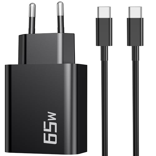 60W/65W GaN USB C Ladegerät Schnellladekabel für Samsung Galaxy S26 Ultra S25 S24 S23 FE 5G A56 Note 20 Tab S11 S10 S9 S8 Laptop Netzteil Schnellladegerät Super Fast Charger + 2M USBC Ladekabel