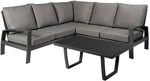 Atlantis Biarritz #5 1x sofa left, 1x sofa backrest right, 1x TRESPA table, 1x corner element, 11x Olefin cushions aluminium lounge set garden furniture lounge set garden lounge set garden lounge set