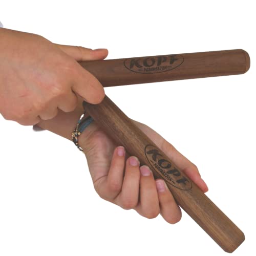 Professional Walnut Wood Claves Musical Instrument | Set Of 2 Claves, Size 8" X 1" | Smooth Finish | Solid Hardwood Percussion Instrument Create Warm Musical Tone | Handmade In Usa By Kopf Percussion #TOP1