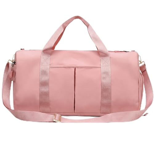 Mala de Mao Compacta de Viagem Feminina Funcional com Alca Transversal Bolsa de Viagem em Nylon Resistente com Bolso para Sapatos Ajustavel Leve e Versatil Ideal e Uso Diario (Rosa)