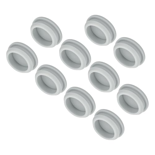 Image of MECCANIXITY 10pcs Silicone Snap in Locking Hole Plugs,32.6mm /1.3 Inch Mounting Diameter Narrow Groove Width 5mm Panel Seal Cover Round for Kitchen Bulkheads Waterproof Sealing Plugs Grey