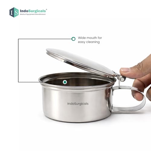 Image of IS IndoSurgicals Stainless Steel Sputum Mug with Cover, Heavy, 0.35 Liter (Pack of 3pcs)