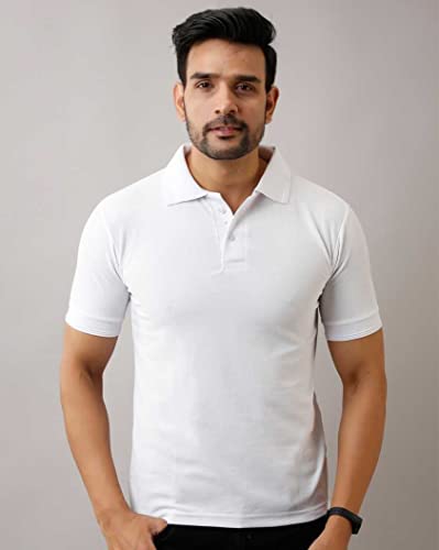 Image of INKKR Men's Polo Neck Half Sleeve Solid T-Shirts