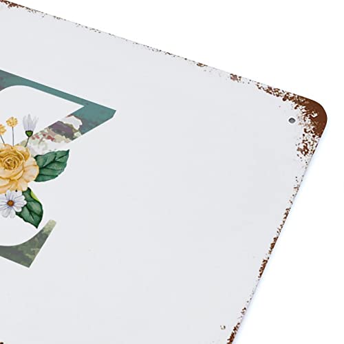 Panneau en métal monogramme floral Z alphabet rétro mural