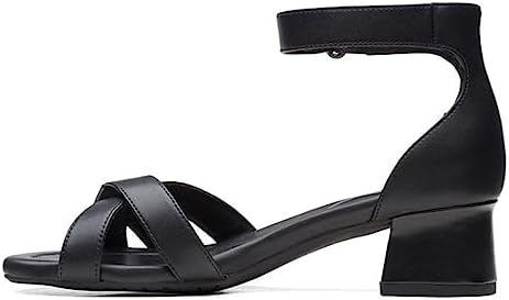 Clarks Women's Desirae Lily Heeled Sandal, Black Leather, 6 Wide | Image 4