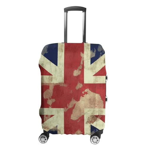 Vintage Union Jack British Flag Luggage Cover, Washable Elastic Suitcase Cover Protector Fit 18-32 Inch Luggage